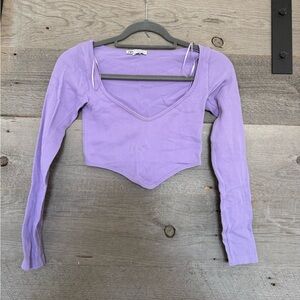 Zara Purple Ribbed Crop Top